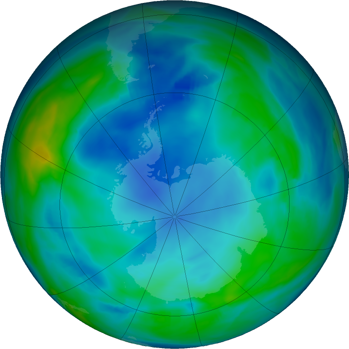 Antarctic ozone map for 30 May 2023